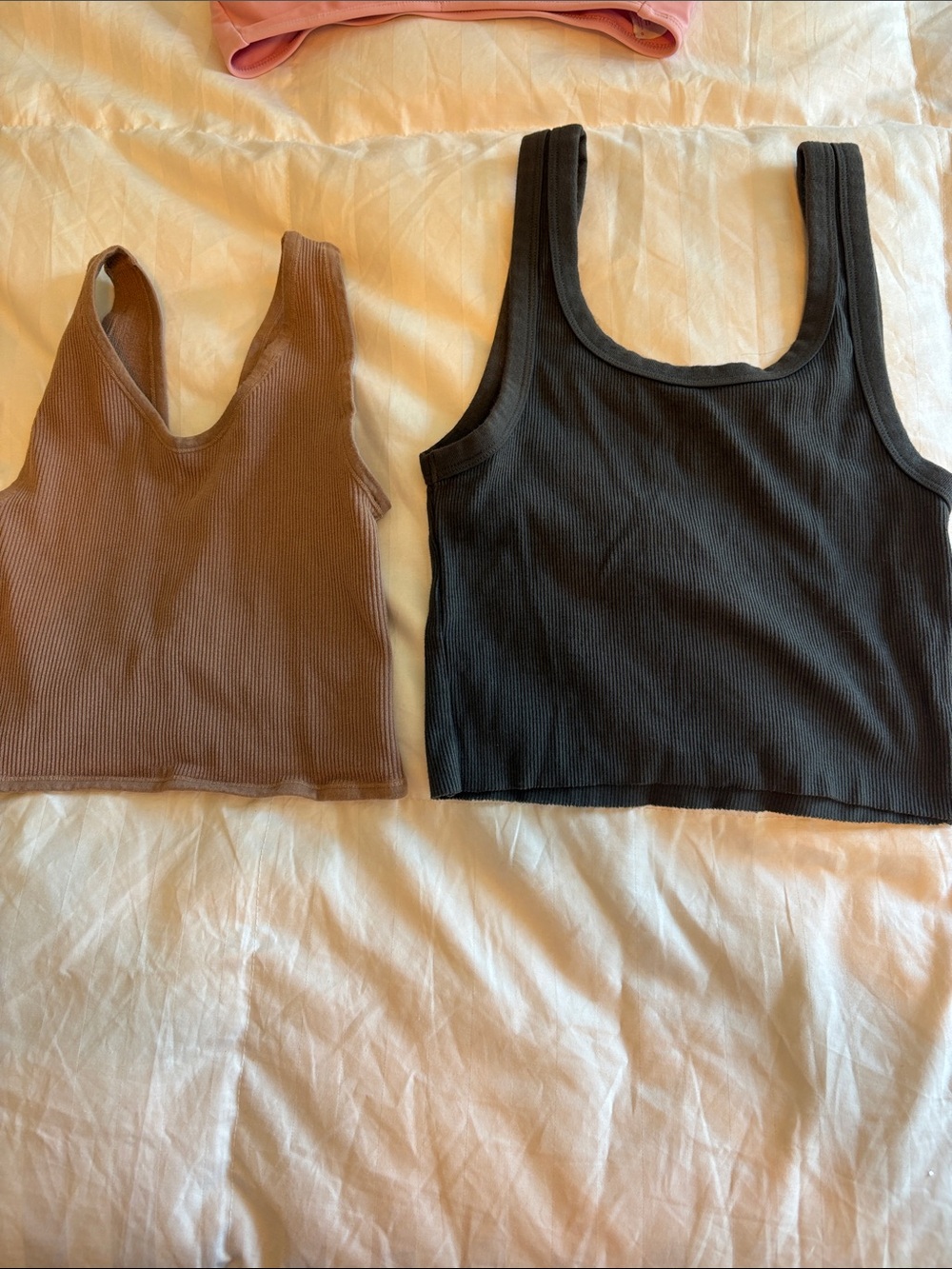 Ribbed Tank Top Duo — Black Tank & Camel Crop - Picture 2 of 2